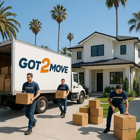 three movers helping with a move from San Francisco to Los Angeles